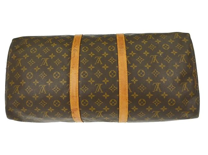 Borsa Keepall Louis Vuitton Monogram Canvas 55 Marrone - vista 7