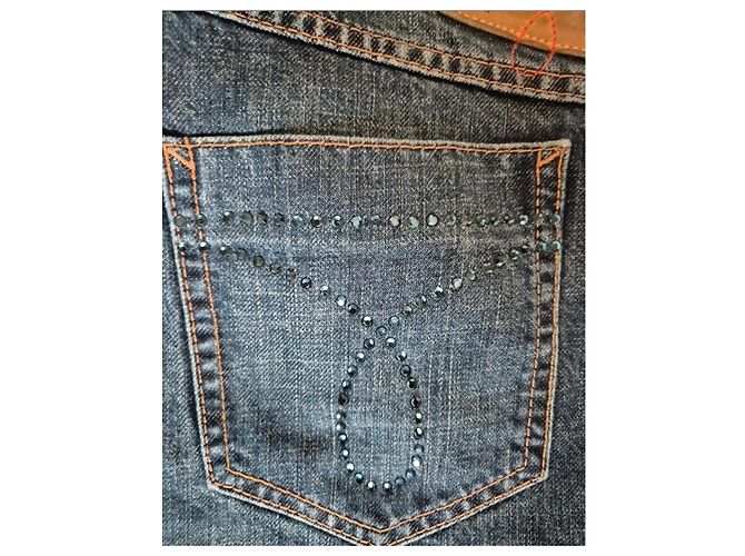 Calvin Klein Jeans - Jeans Bootcut Denim Blu con Strass - vista 3