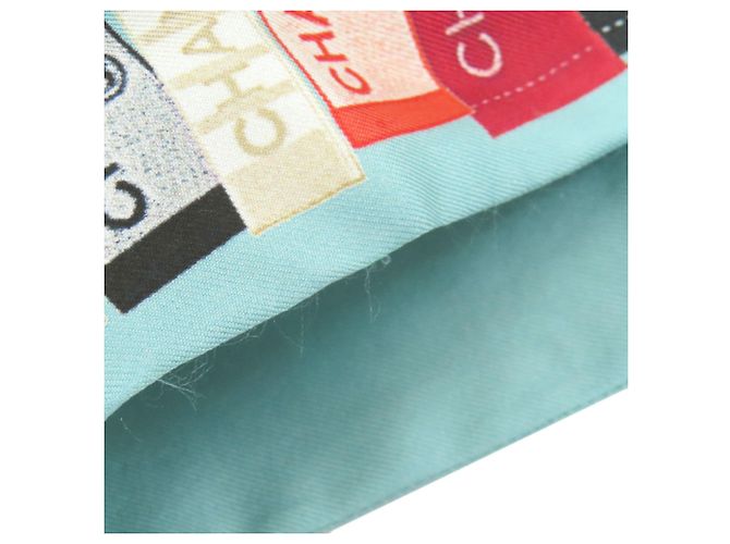 Foulard bandeau in seta Chanel Nero Rosa Verde - vista 7