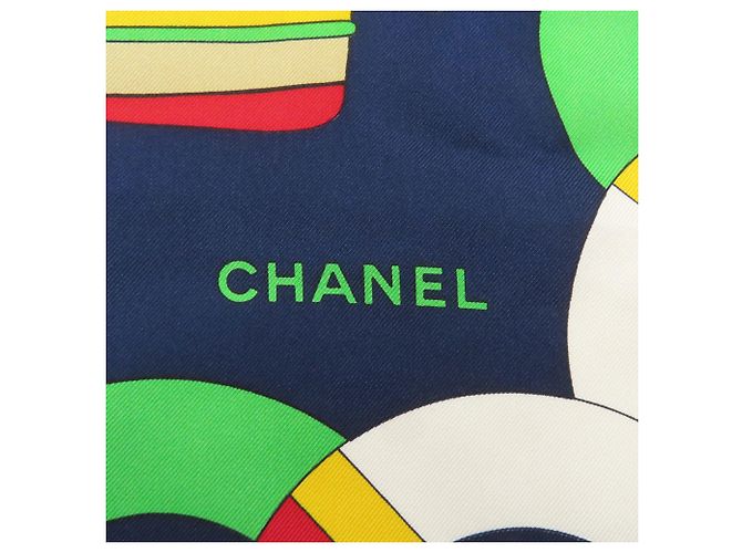 Sciarpa in seta con motivo Barca Chanel Blu navy - vista 7