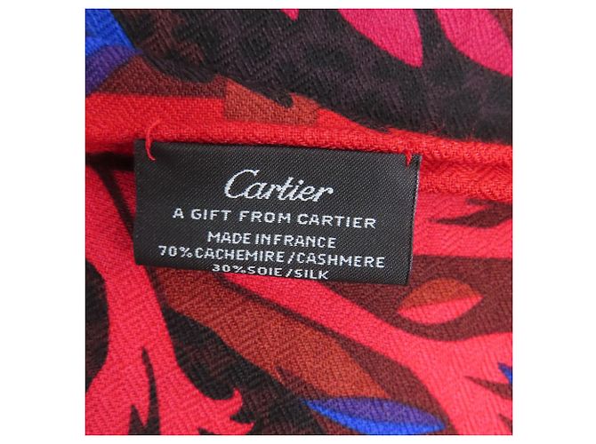 Sciarpa in cashmere Cartier con motivo animale Marrone Rosso - vista 8