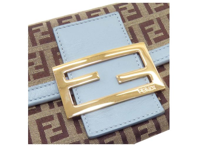 Fendi Zucchino Pattern Long Wallet Brown Light blue - view 12