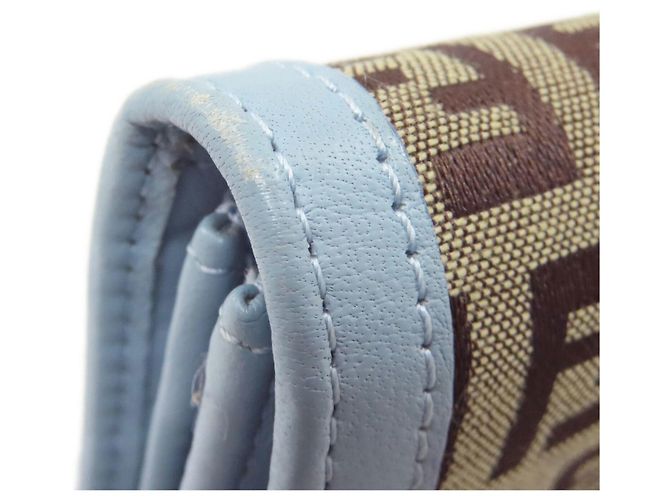 Fendi Zucchino Pattern Long Wallet Brown Light blue - view 15
