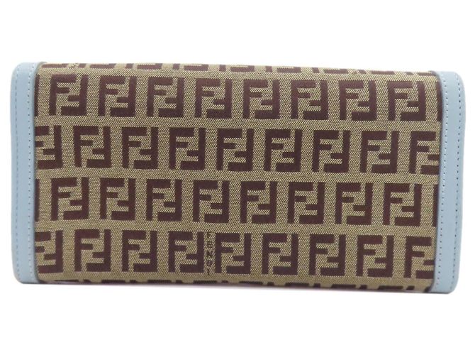 Fendi Zucchino Pattern Long Wallet Brown Light blue - view 2