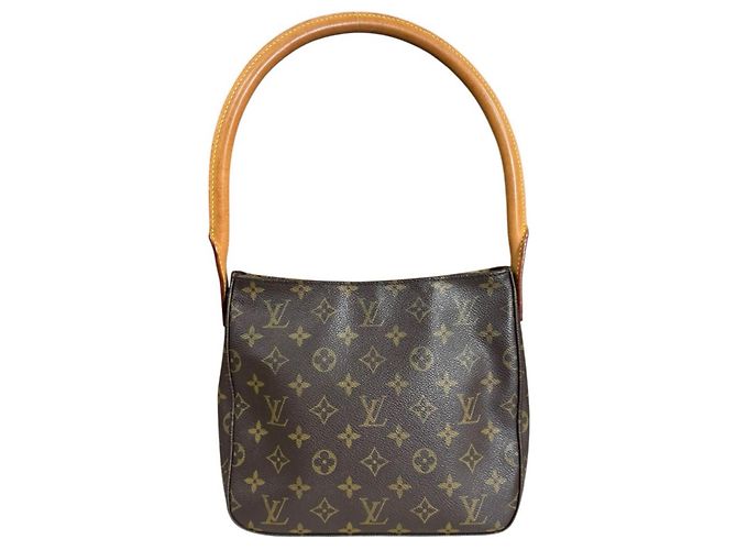 Borsa a tracolla Louis Vuitton Looping MM Monogram Marrone - vista 3
