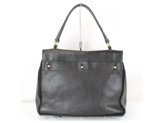Borsa a mano in pelle Yves Saint Laurent Nero Bianco - vista 2