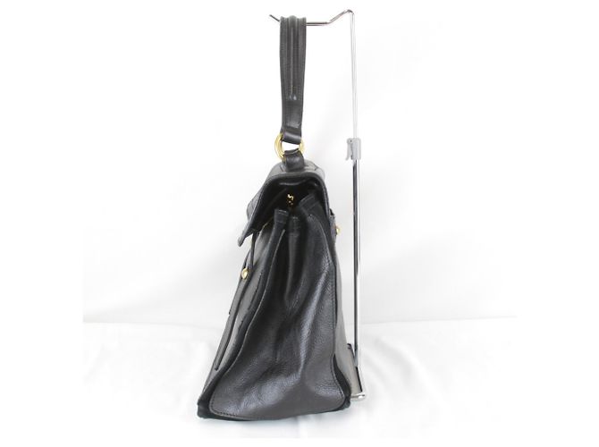 Borsa a mano in pelle Yves Saint Laurent Nero Bianco - vista 3