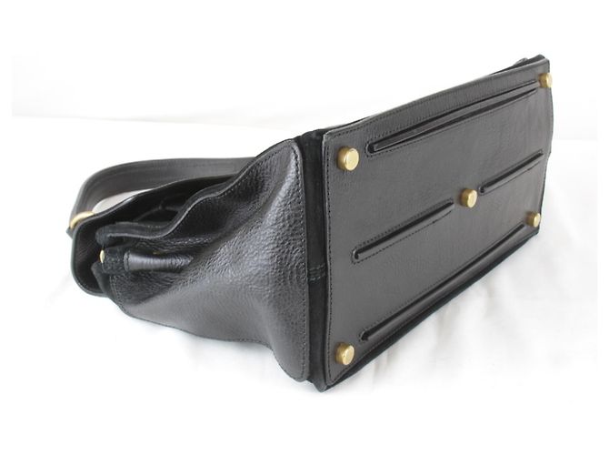 Borsa a mano in pelle Yves Saint Laurent Nero Bianco - vista 4