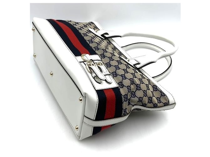 Borsa Tote Gucci Sherry Bianco Beige Blu navy - vista 2