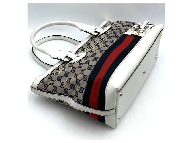 Borsa Tote Gucci Sherry Bianco Beige Blu navy - vista 3