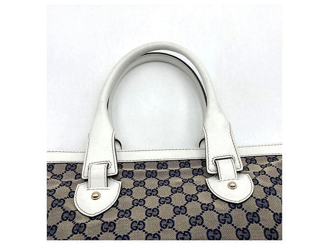 Borsa Tote Gucci Sherry Bianco Beige Blu navy - vista 5