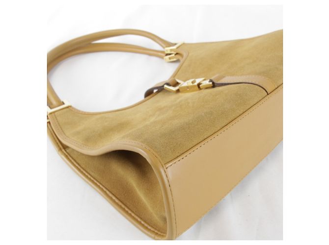 Borsa Gucci Jackie in scamosciato e pelle beige e nero - vista 4