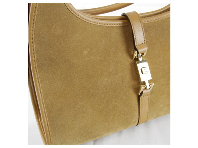 Borsa Gucci Jackie in scamosciato e pelle beige e nero - vista 6