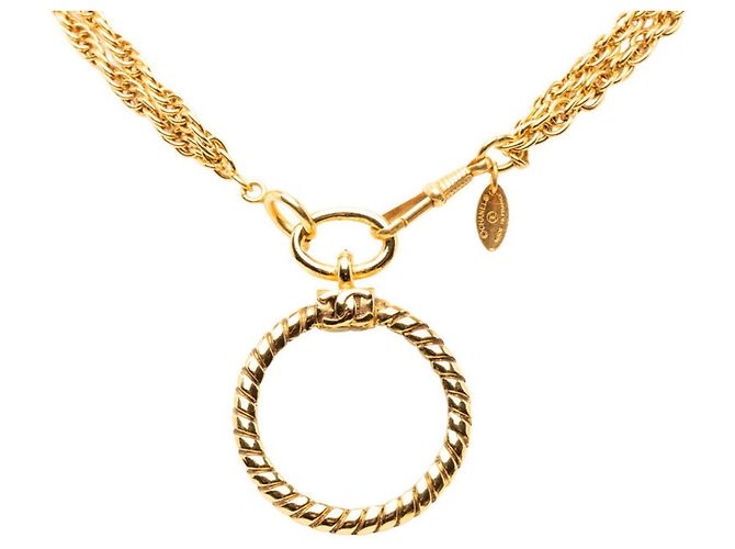 Collana con pendente lente d'ingrandimento Chanel Vintage Coco Mark D'oro - vista 2