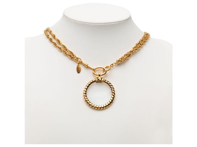 Collana con pendente lente d'ingrandimento Chanel Vintage Coco Mark D'oro - vista 5