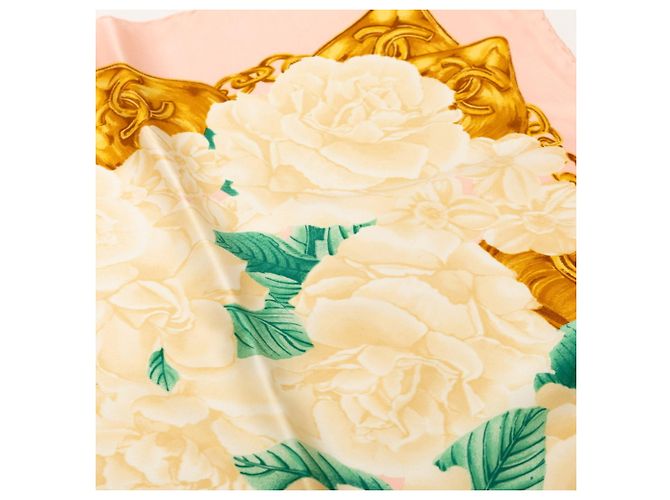 Chanel Coco Mark Camellia Seidentuch Pink Beige - Ansicht 3