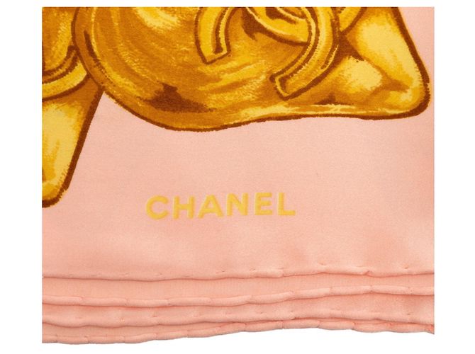 Chanel Coco Mark Camellia Seidentuch Pink Beige - Ansicht 4