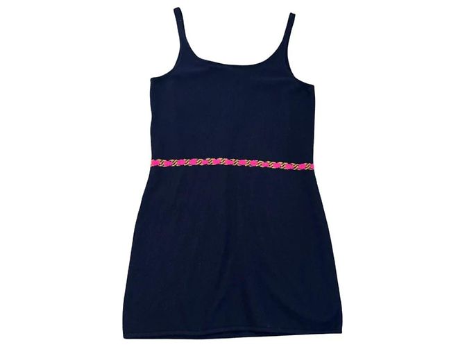 Abito Chanel Coco Neige in cashmere blu navy Rosa D'oro - vista 4