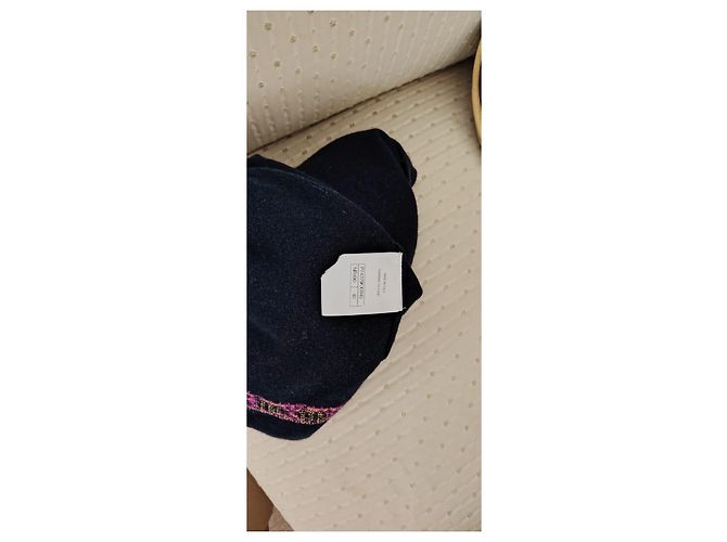 Abito Chanel Coco Neige in cashmere blu navy Rosa D'oro - vista 8