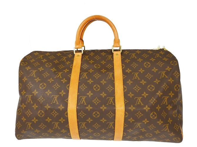 Borsa Keepall Louis Vuitton in tela Monogram 50 Marrone - vista 2