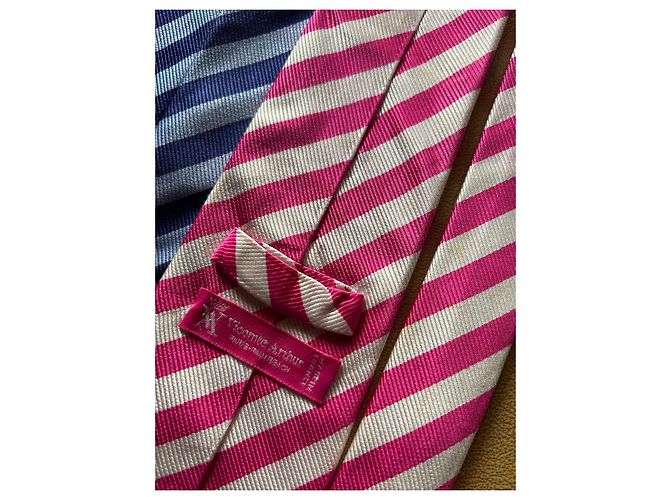 Autre Marque Set di 3 cravatte in seta Victoire Arthur Nero Rosa Bianco Blu Bianco sporco Blu chiaro Fuschia - vista 3