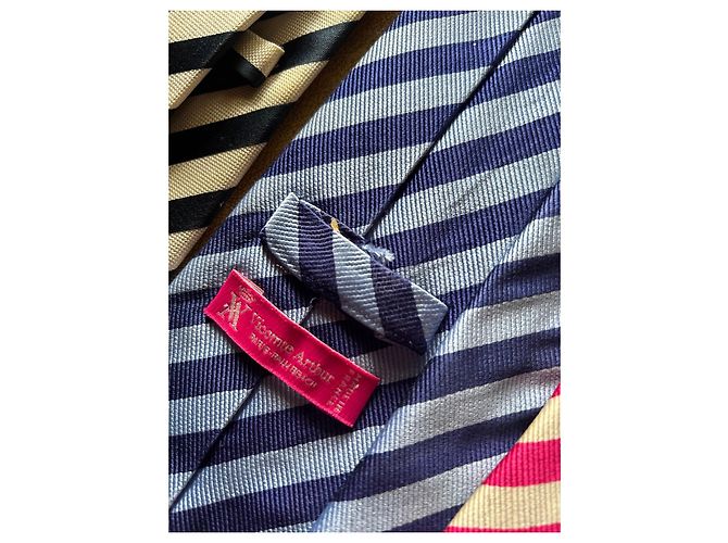 Autre Marque Set di 3 cravatte in seta Victoire Arthur Nero Rosa Bianco Blu Bianco sporco Blu chiaro Fuschia - vista 4