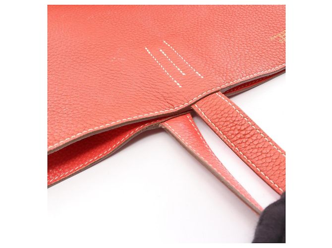 Hermès Borsa Tote Hermes Double Sens 45 Rosa Bordò - vista 19