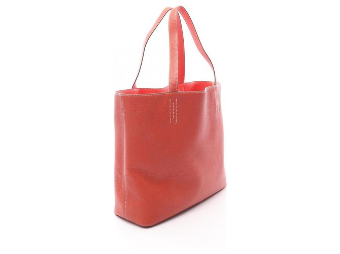 Hermès Borsa Tote Hermes Double Sens 45 Rosa Bordò - vista 2