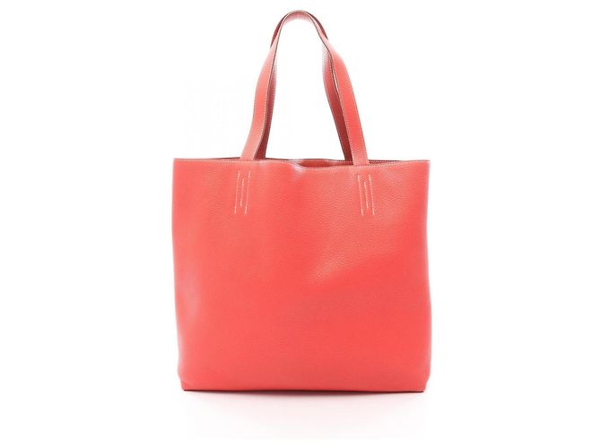 Hermès Borsa Tote Hermes Double Sens 45 Rosa Bordò - vista 6