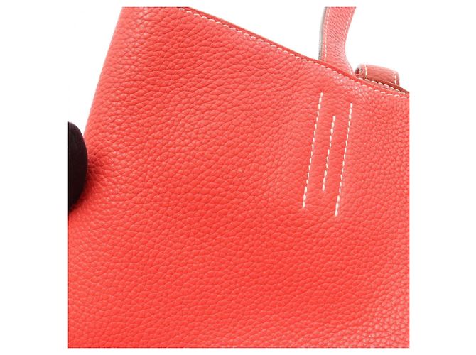 Hermès Borsa Tote Hermes Double Sens 45 Rosa Bordò - vista 7