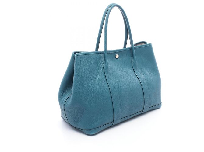 Hermès Borsa Tote Hermes Garden Party PM Cobalt Blu Verde - vista 2