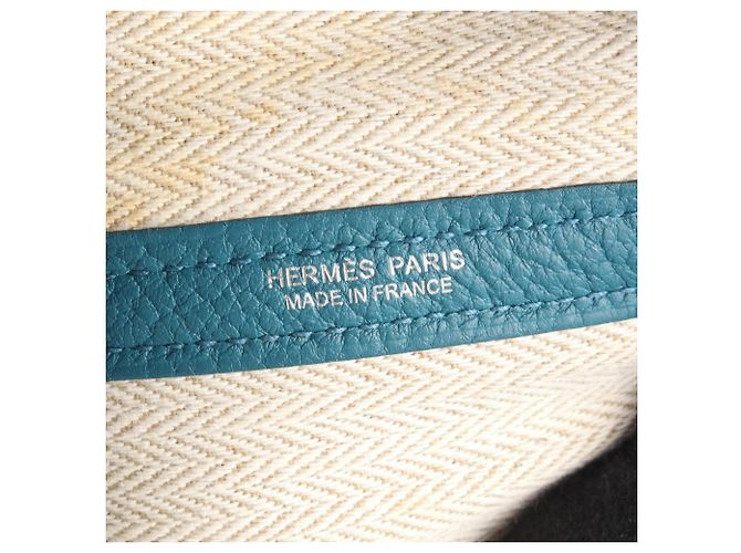 Hermès Borsa Tote Hermes Garden Party PM Cobalt Blu Verde - vista 4