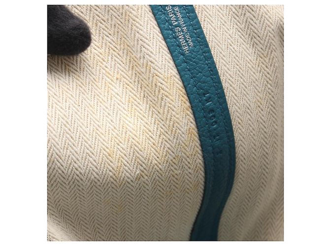 Hermès Borsa Tote Hermes Garden Party PM Cobalt Blu Verde - vista 6