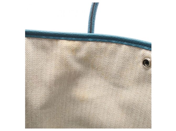 Hermès Borsa Tote Hermes Garden Party PM Cobalt Blu Verde - vista 7