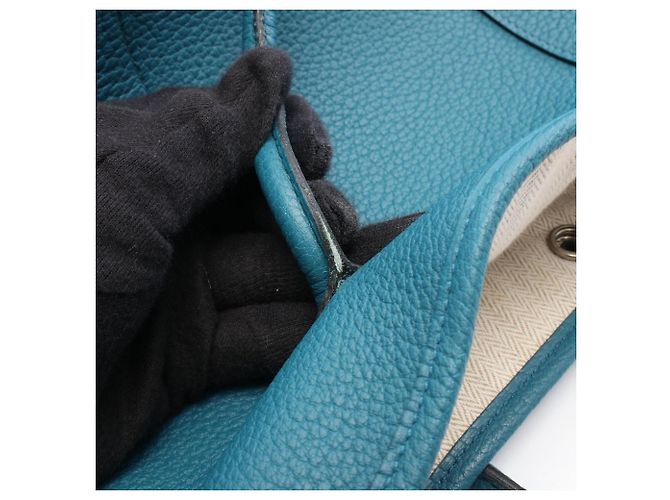 Hermès Borsa Tote Hermes Garden Party PM Cobalt Blu Verde - vista 9