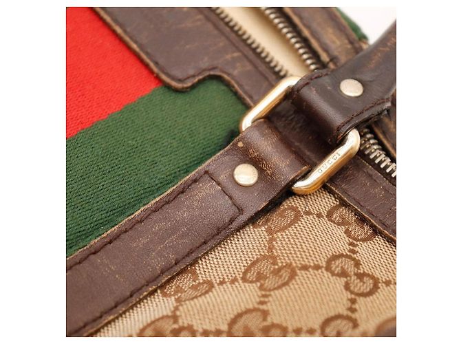 Gucci Borsa Boston Tela GG Supreme Marrone Rosso Beige Verde - vista 11
