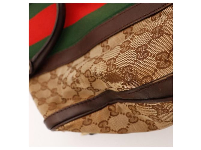 Gucci Borsa Boston Tela GG Supreme Marrone Rosso Beige Verde - vista 13