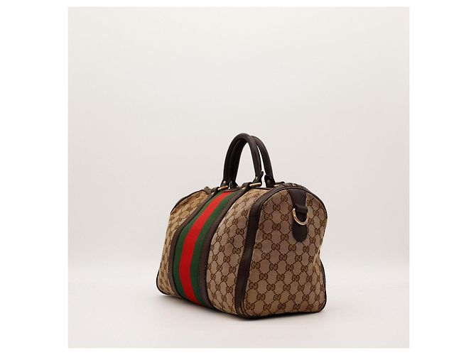 Gucci Borsa Boston Tela GG Supreme Marrone Rosso Beige Verde - vista 2