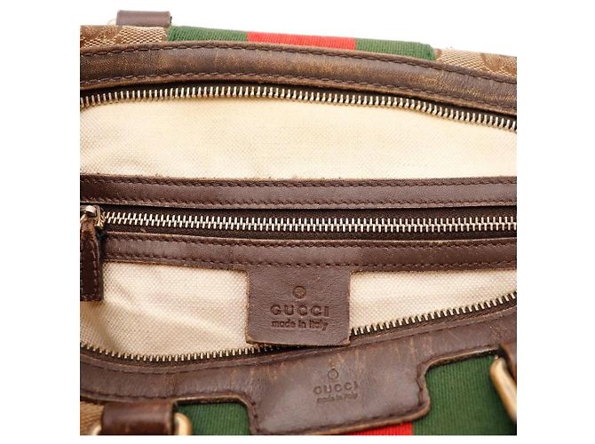Gucci Borsa Boston Tela GG Supreme Marrone Rosso Beige Verde - vista 7