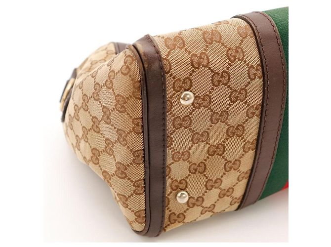 Gucci Borsa Boston Tela GG Supreme Marrone Rosso Beige Verde - vista 8
