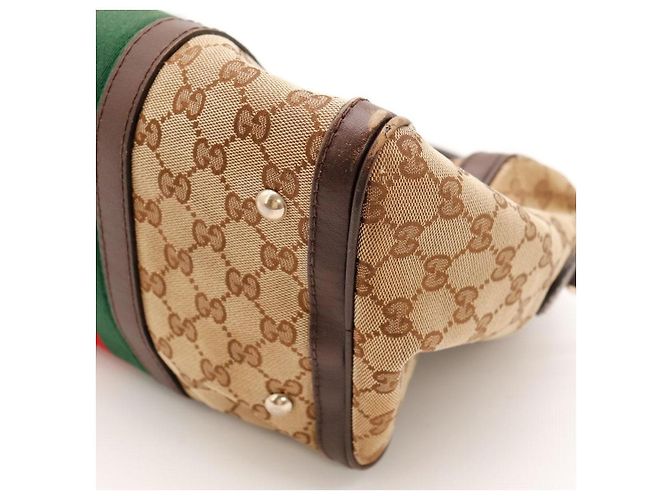 Gucci Borsa Boston Tela GG Supreme Marrone Rosso Beige Verde - vista 9