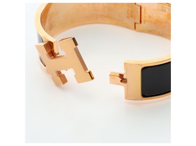 Hermès Pulsera Clic Clac GM Hermes Negro Dorado - vista 3
