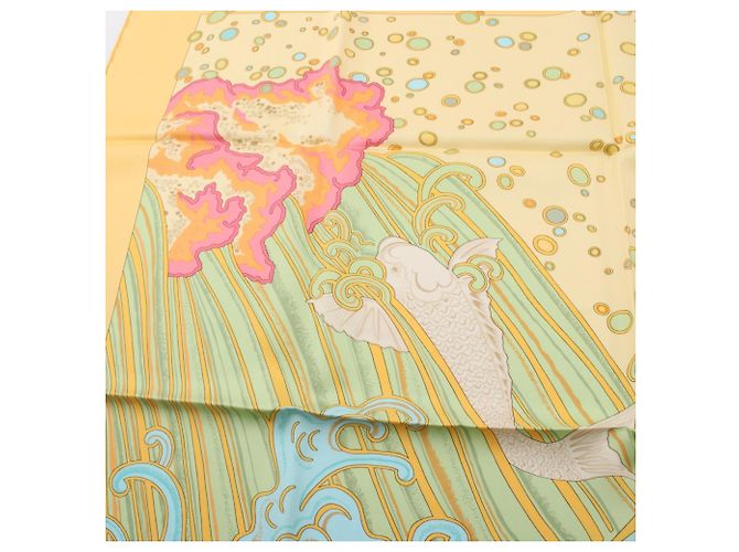 Hermès Sciarpa Hermes Carre 90 A CONTRE COURANT Blu Multicolore Giallo - vista 6