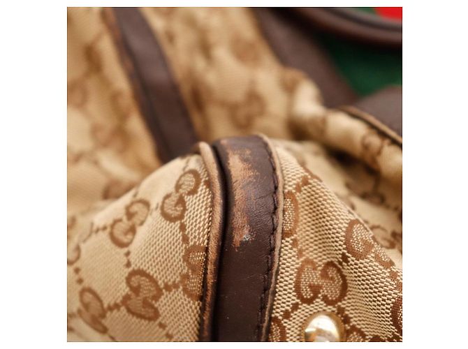 Gucci Borsa Boston in tela Monogram Marrone Rosso Verde Monogramma - vista 11