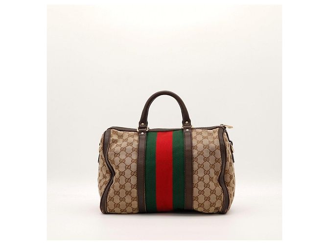 Gucci Borsa Boston in tela Monogram Marrone Rosso Verde Monogramma - vista 3