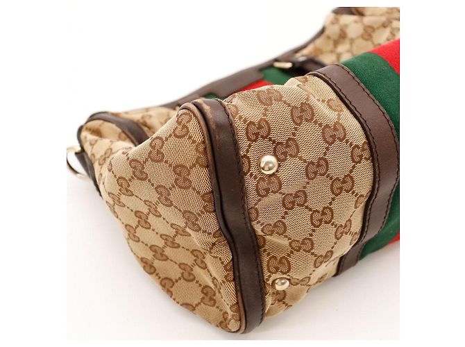 Gucci Borsa Boston in tela Monogram Marrone Rosso Verde Monogramma - vista 8