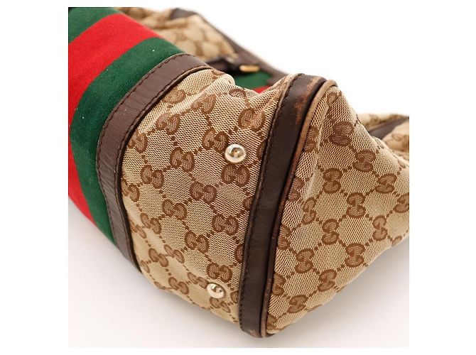 Gucci Borsa Boston in tela Monogram Marrone Rosso Verde Monogramma - vista 9