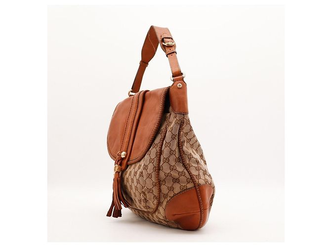 Gucci Borsa a tracolla GG Supreme in tela monogrammata e pelle Marrone - vista 2