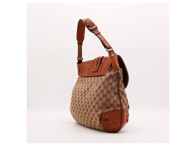 Gucci Borsa a tracolla GG Supreme in tela monogrammata e pelle Marrone - vista 4