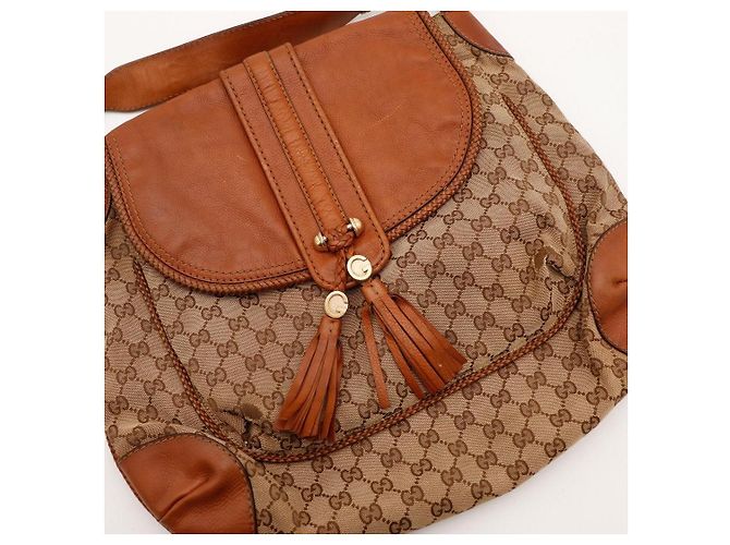 Gucci Borsa a tracolla GG Supreme in tela monogrammata e pelle Marrone - vista 6